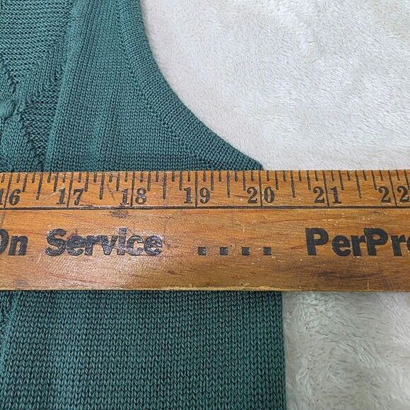 Bleyle Sleeveless Cardigan Sweater Vest Button Neck Geometric Print Green Size M - Picture 6 of 8